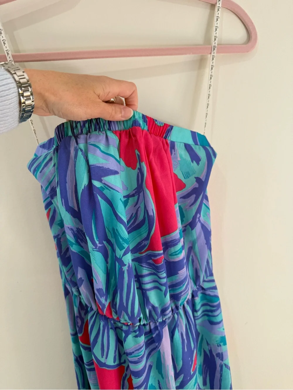 Lilly Pulitzer Emmett Vibrant Strapless Maxi Dress in Chic Pink Sway Size Small - Picture 3 of 9